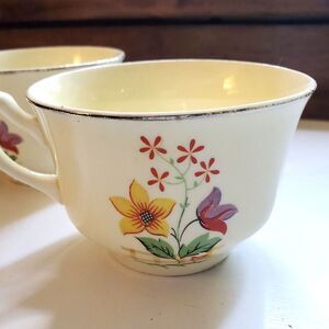 2 Vintage W S George Canarytone Lido Tea Coffee Cups Fine China